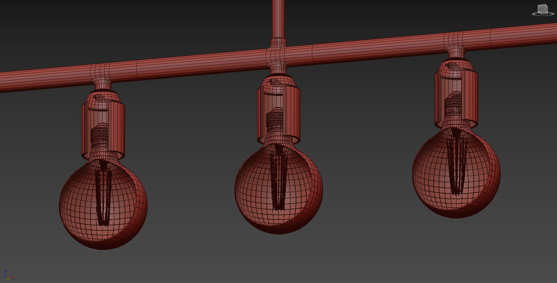 Black And Brass Industrial Five Bulb Bar Light  3D model_9