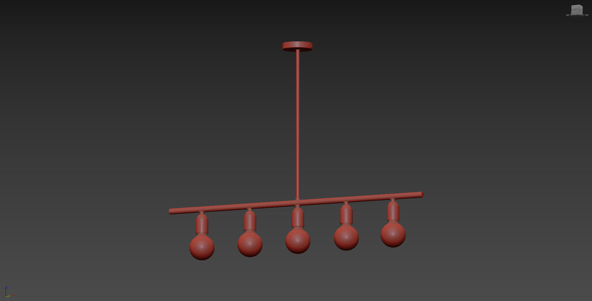 Black And Brass Industrial Five Bulb Bar Light  3D model_5