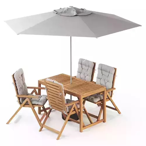 NAMMARO Table and 4 reclining chairs and umbrella IKEA