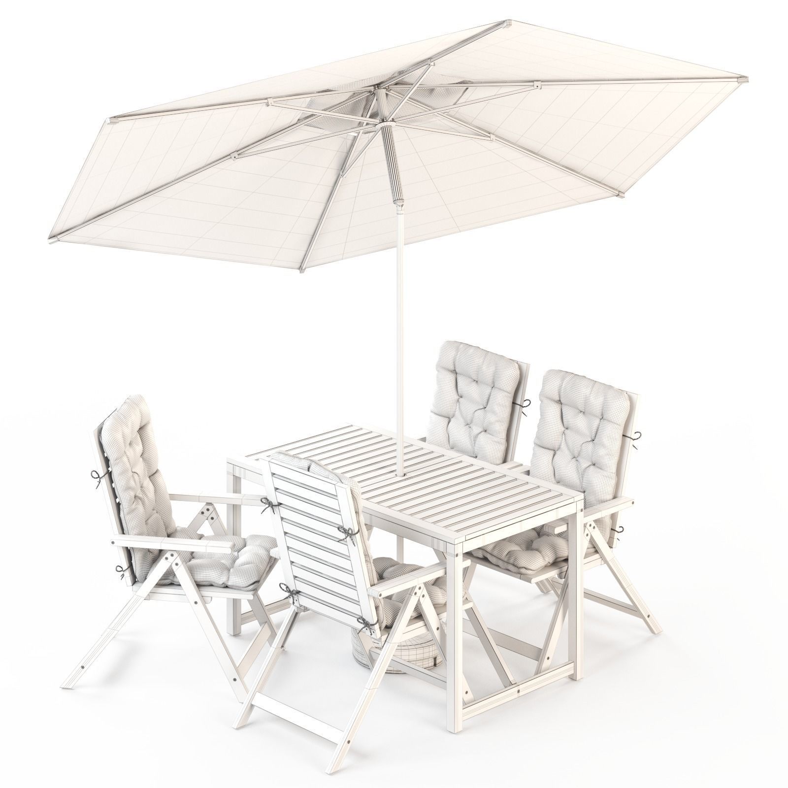 NAMMARO Table and 4 reclining chairs and umbrella IKEA 3D model_2