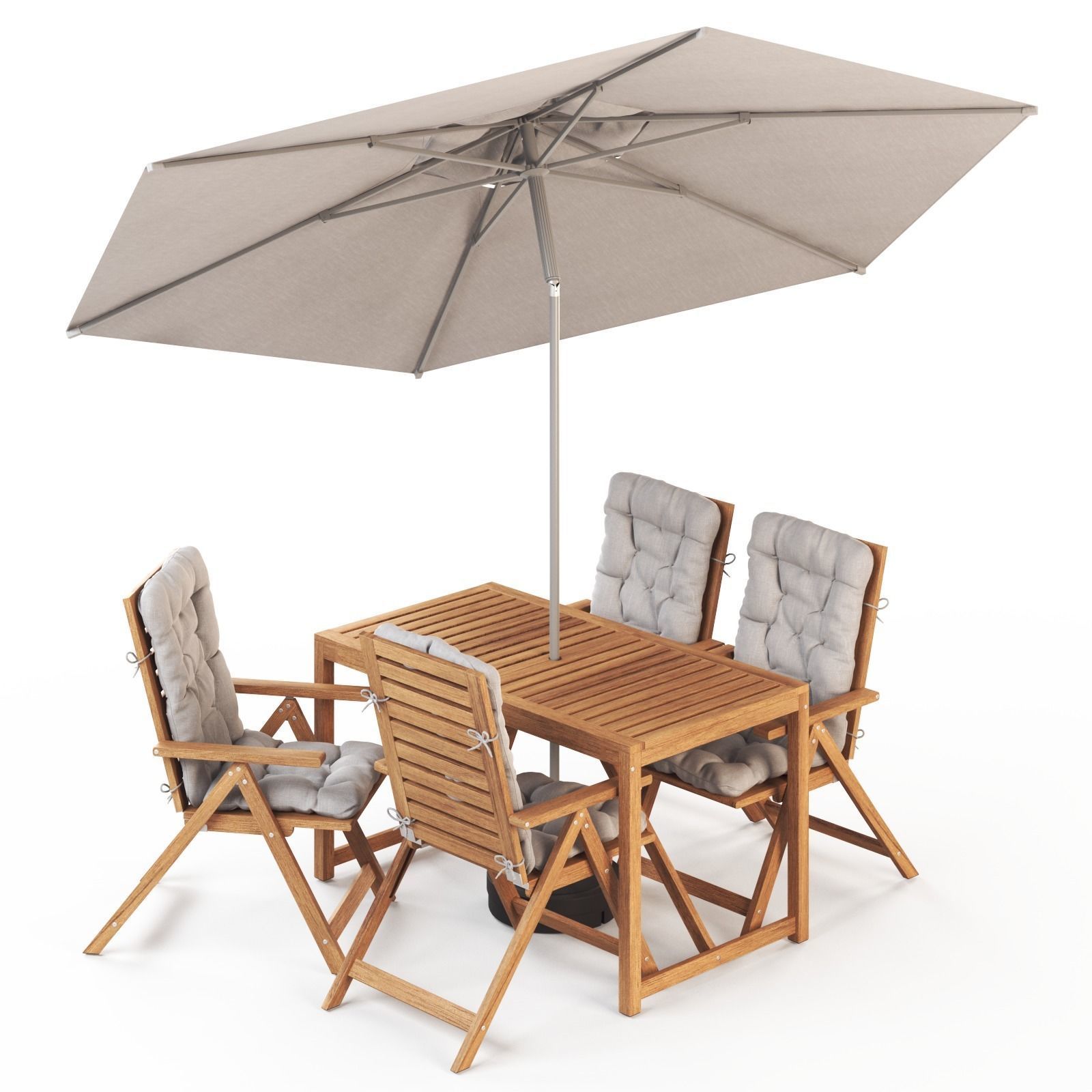 NAMMARO Table and 4 reclining chairs and umbrella IKEA 3D model_1