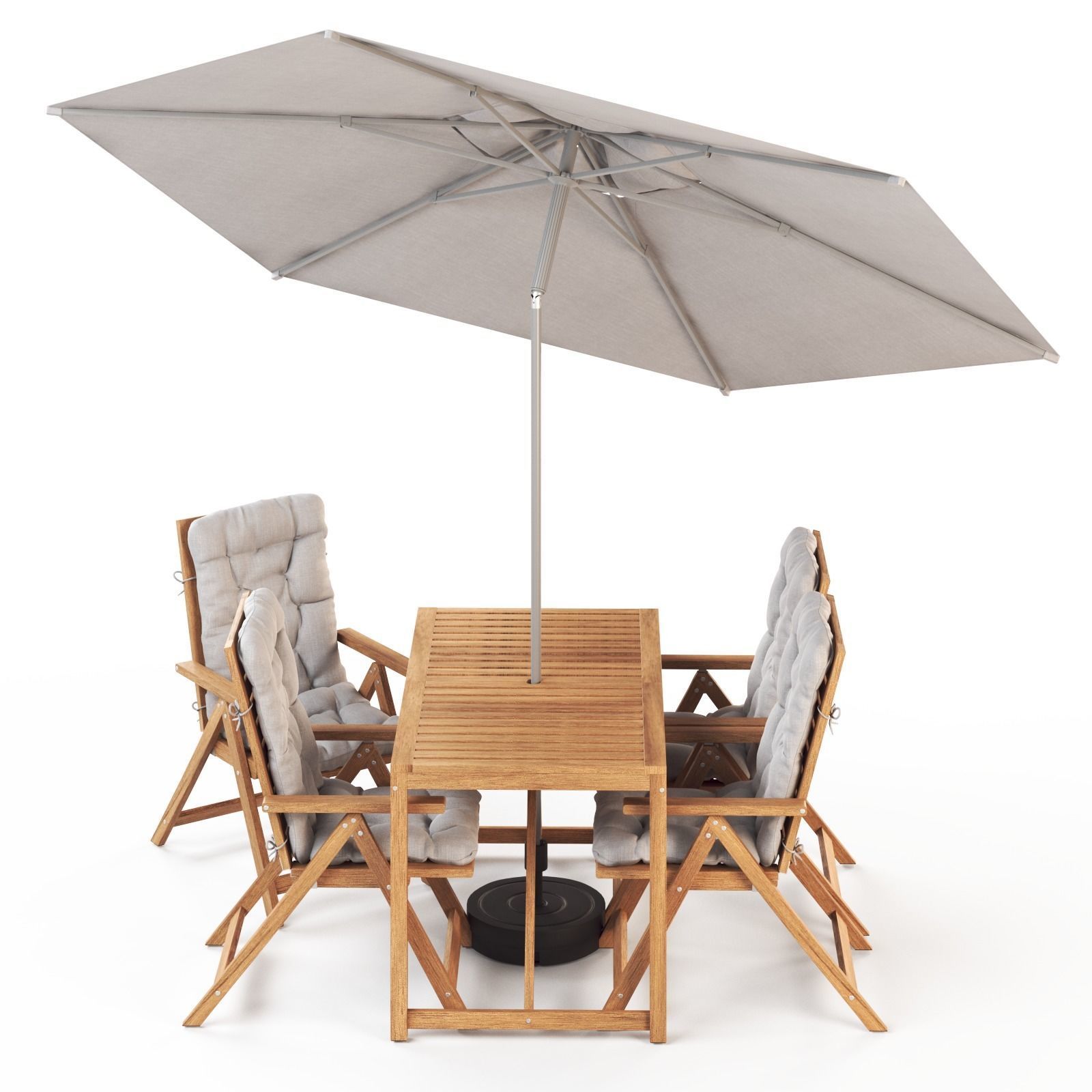 NAMMARO Table and 4 reclining chairs and umbrella IKEA 3D model_3