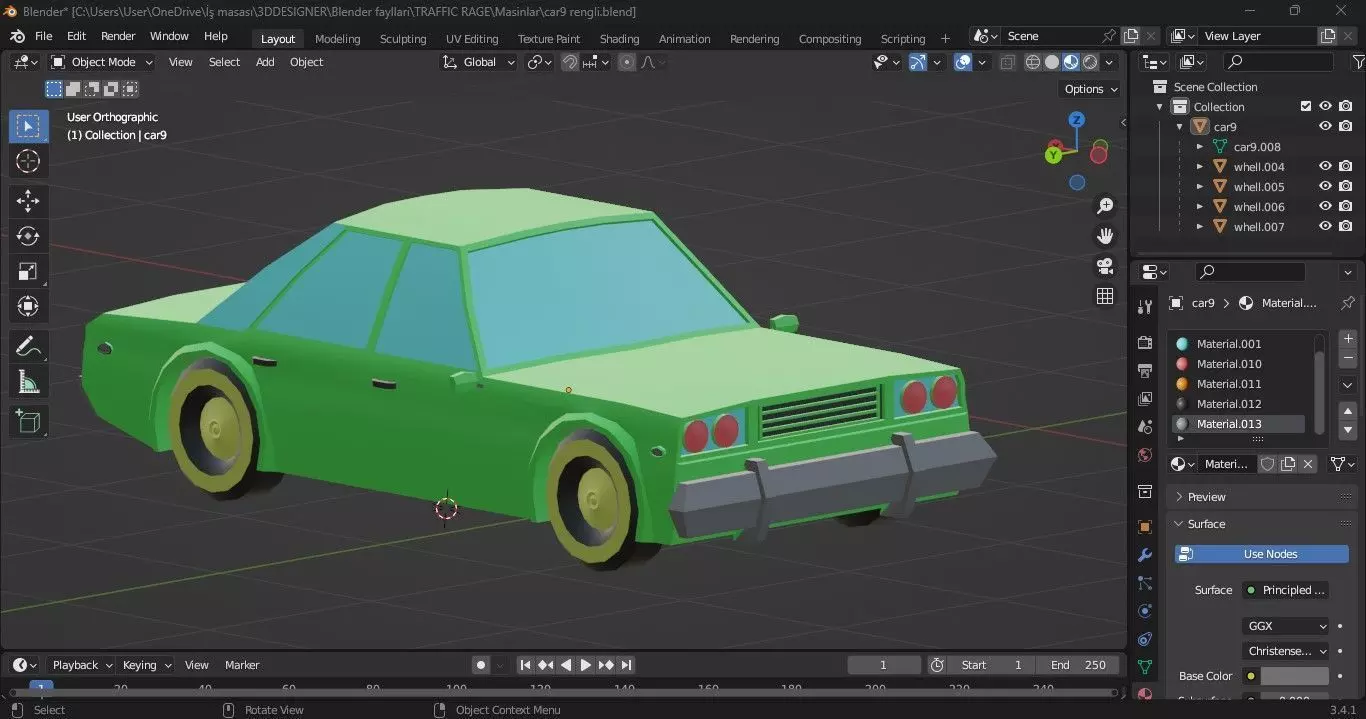 Car Green 3D LOWPOLY Free low-poly 3D model