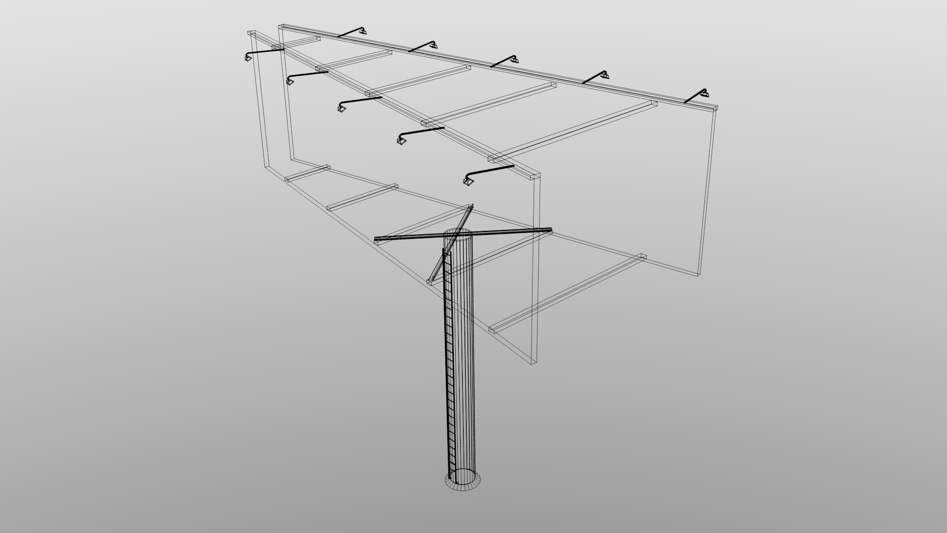 Billboard on pole Low-poly 3D model_8