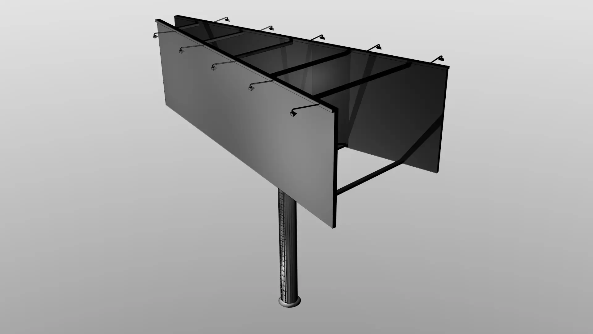 Billboard on pole Low-poly 3D model_0