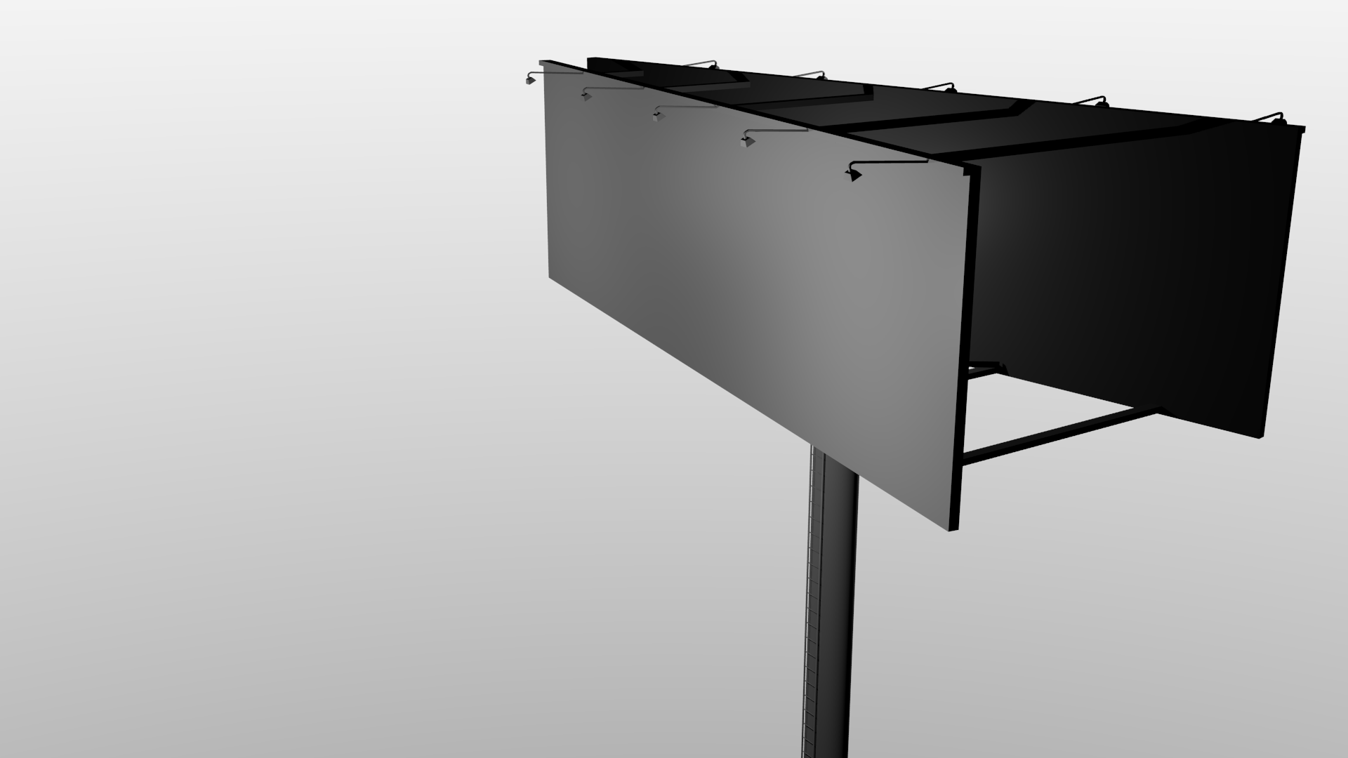 Billboard on pole Low-poly 3D model_3