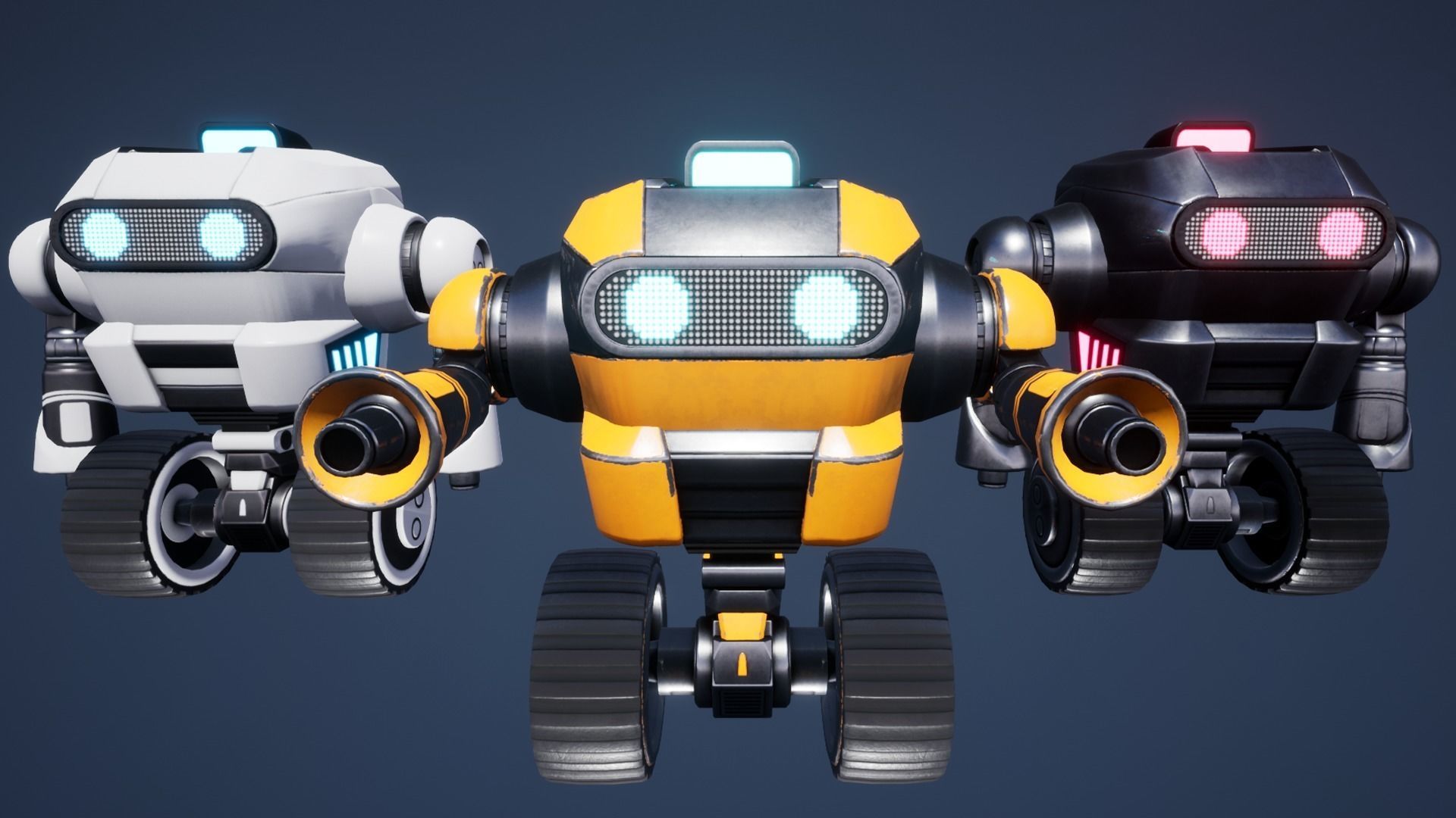 Sci Fi Droid Robot Set Low-poly 3D model_12