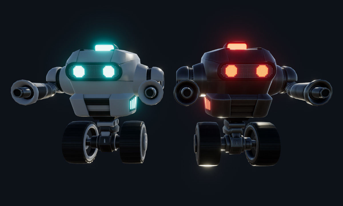 Sci Fi Droid Robot Set Low-poly 3D model_7