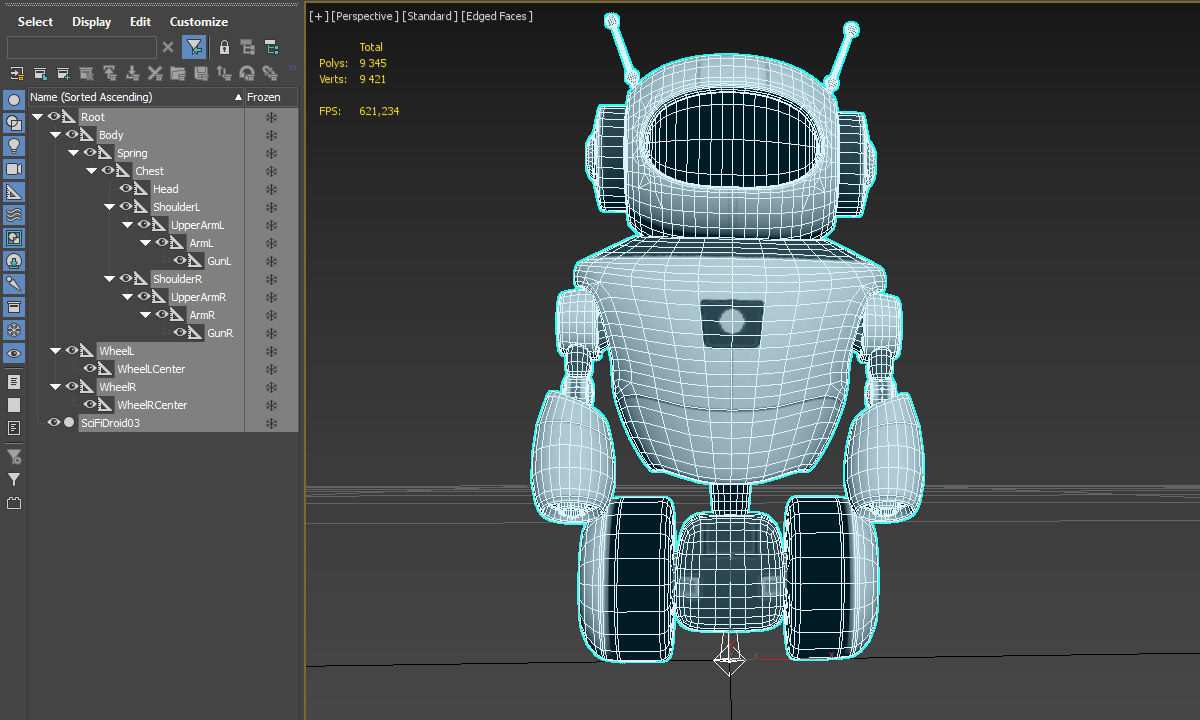 Sci Fi Droid Robot Set Low-poly 3D model_17