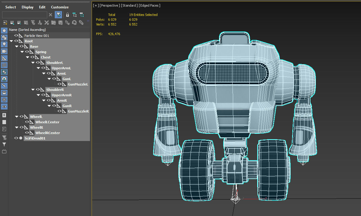 Sci Fi Droid Robot Set Low-poly 3D model_15