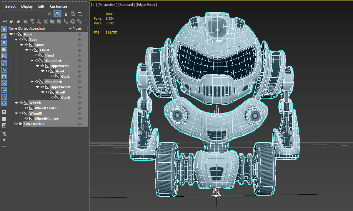 Sci Fi Droid Robot Set Low-poly 3D model_16