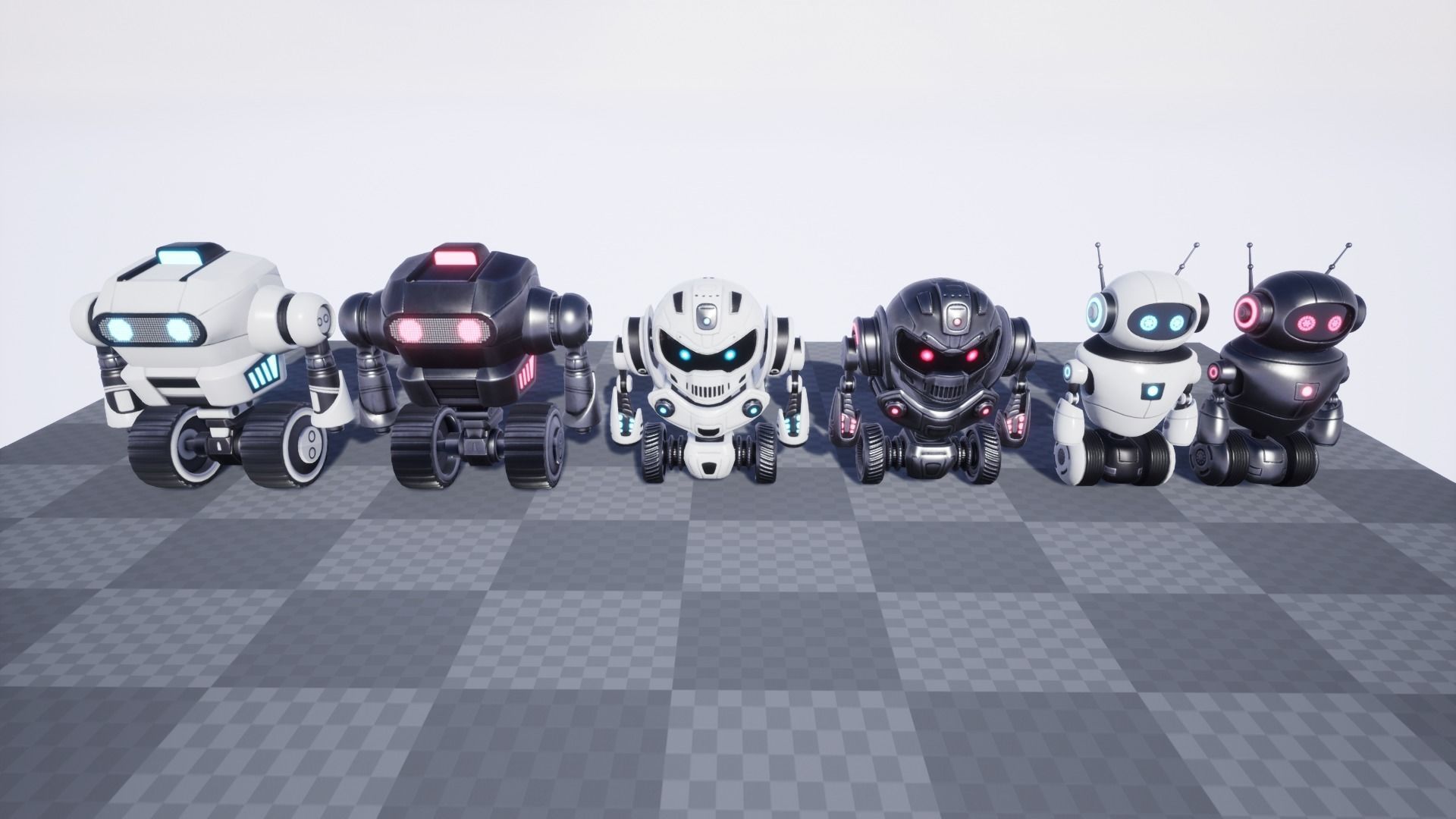 Sci Fi Droid Robot Set Low-poly 3D model_18