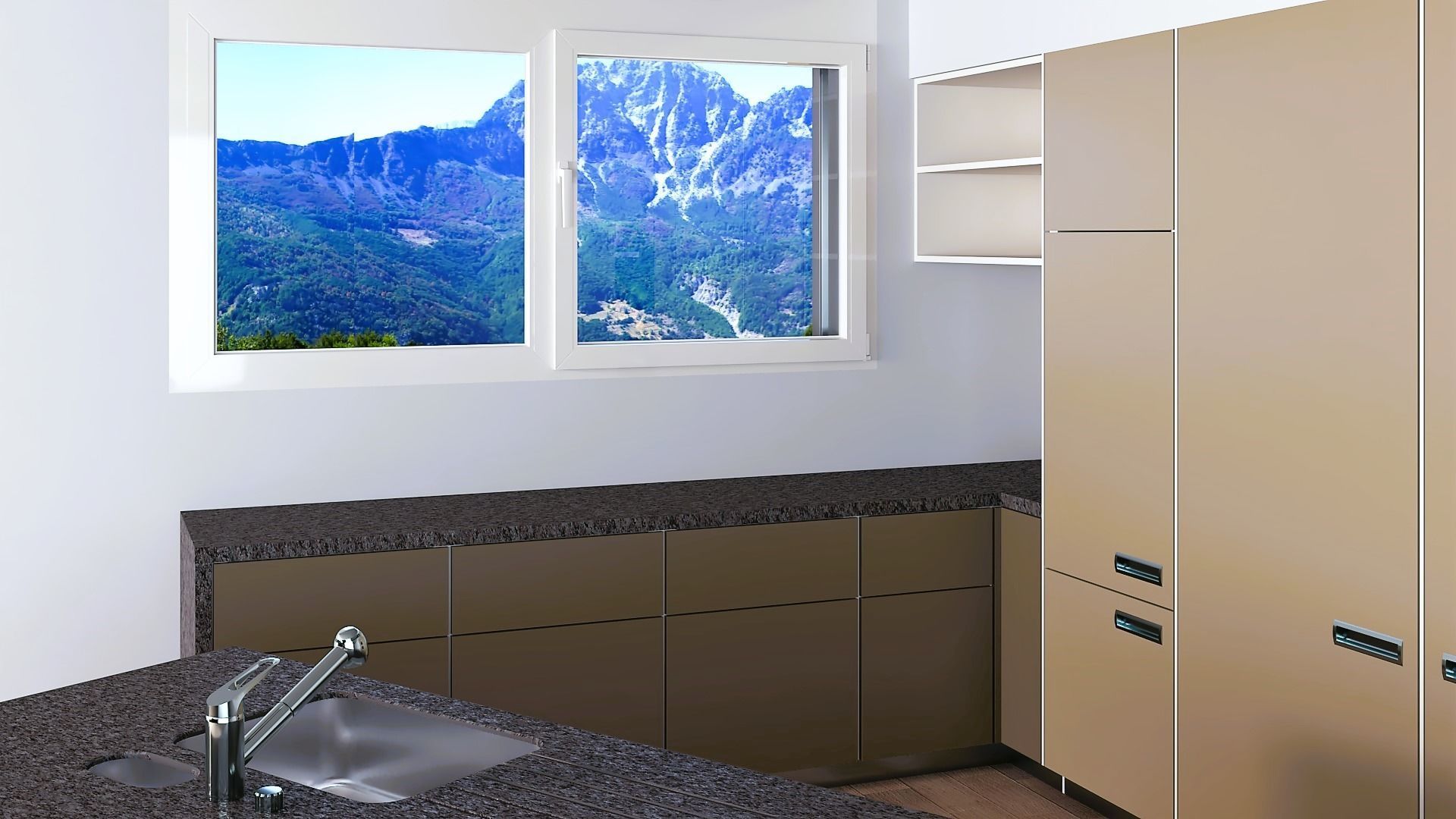 Open modern kitchen set 3D model_4