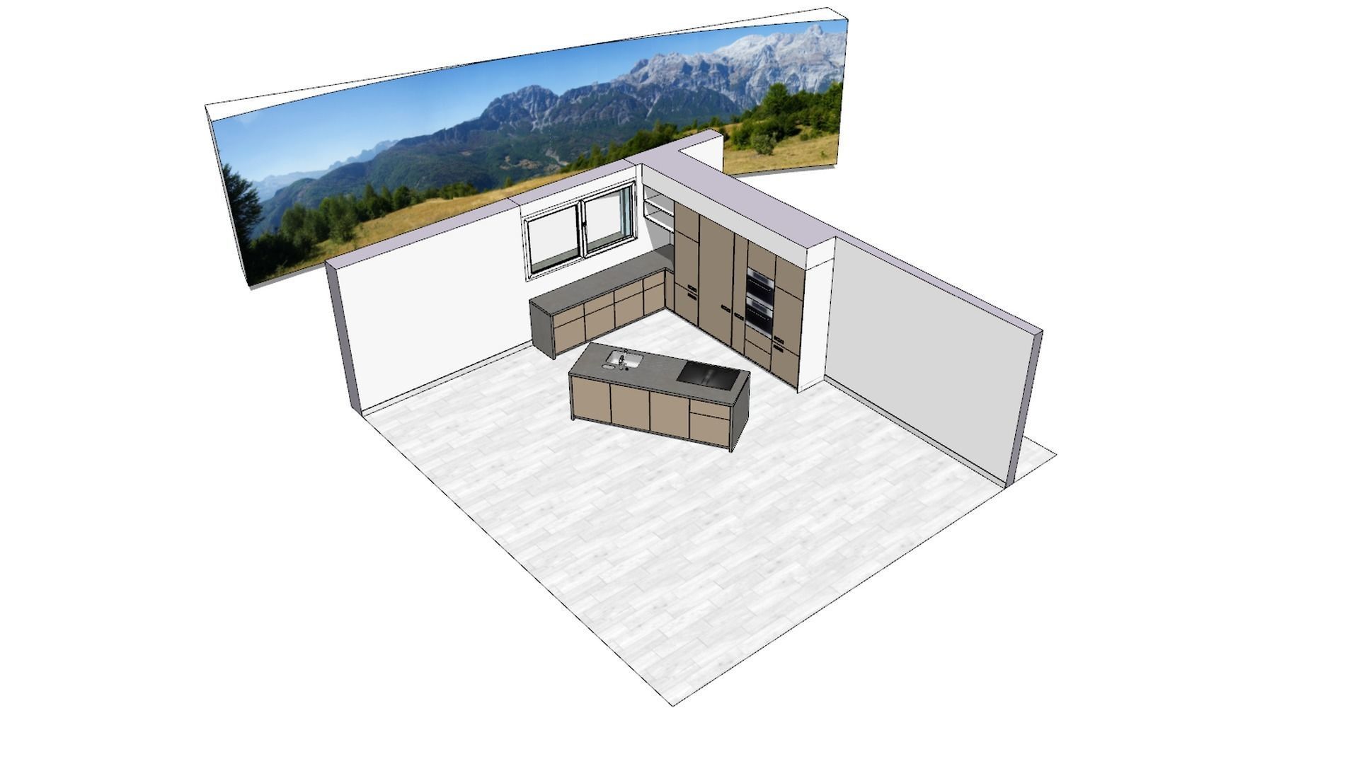 Open modern kitchen set 3D model_6