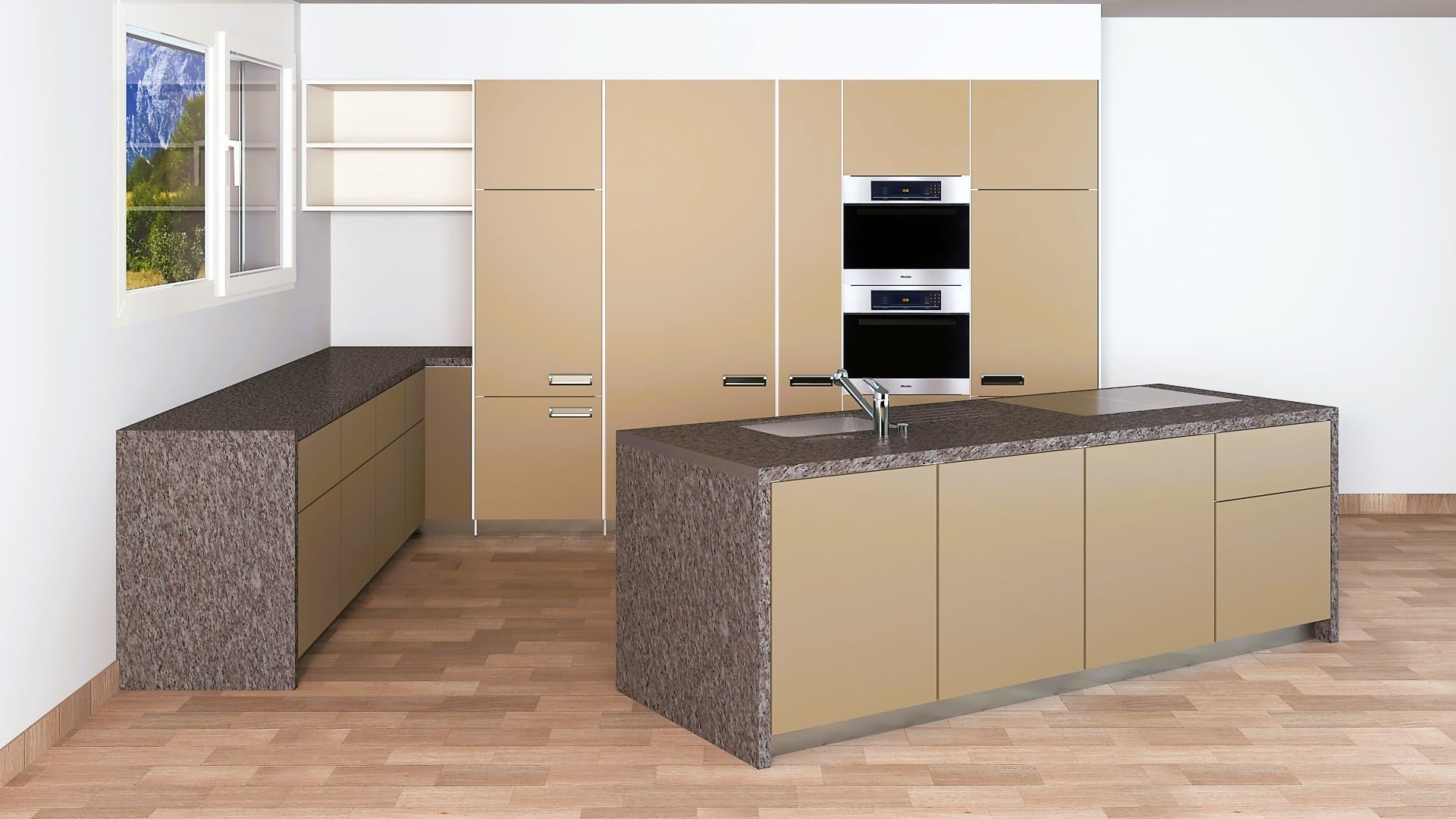 Open modern kitchen set 3D model_2