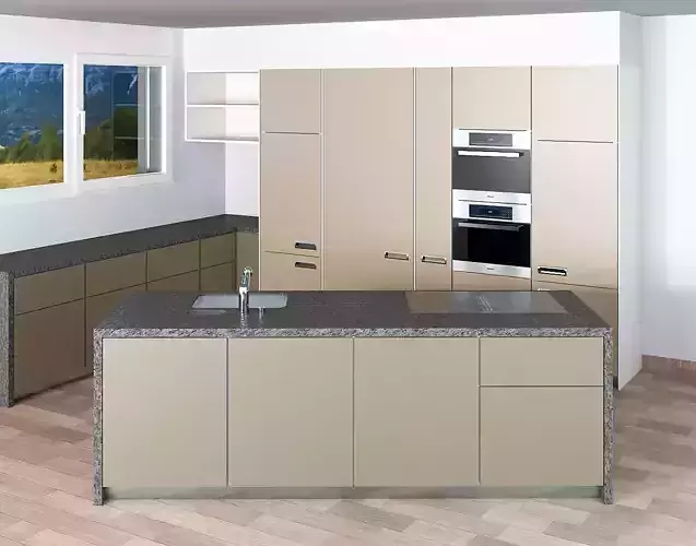 Open modern kitchen set 3D model