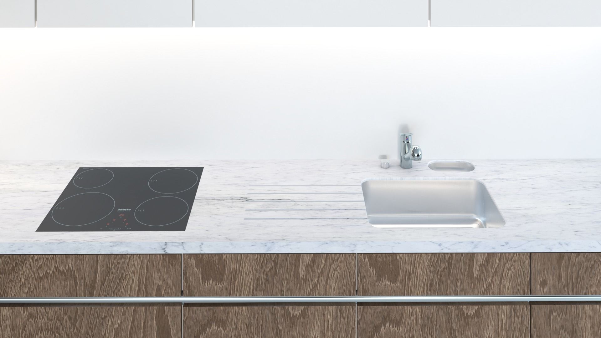 Open modern kitchen following the wall 3D model_4