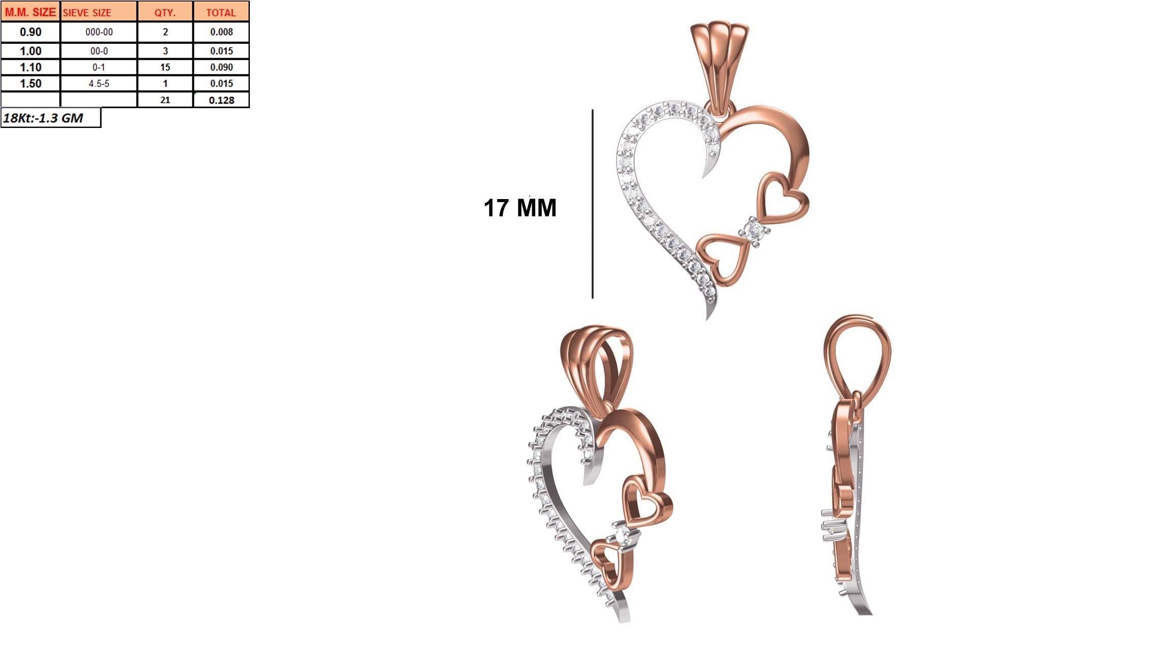 Women Unique Heart Pendant STL OBJ FBX JCD Details 3D print model_1