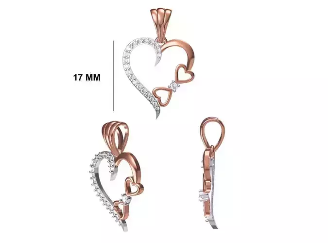 Women Unique Heart Pendant STL OBJ FBX JCD Details 3D print model
