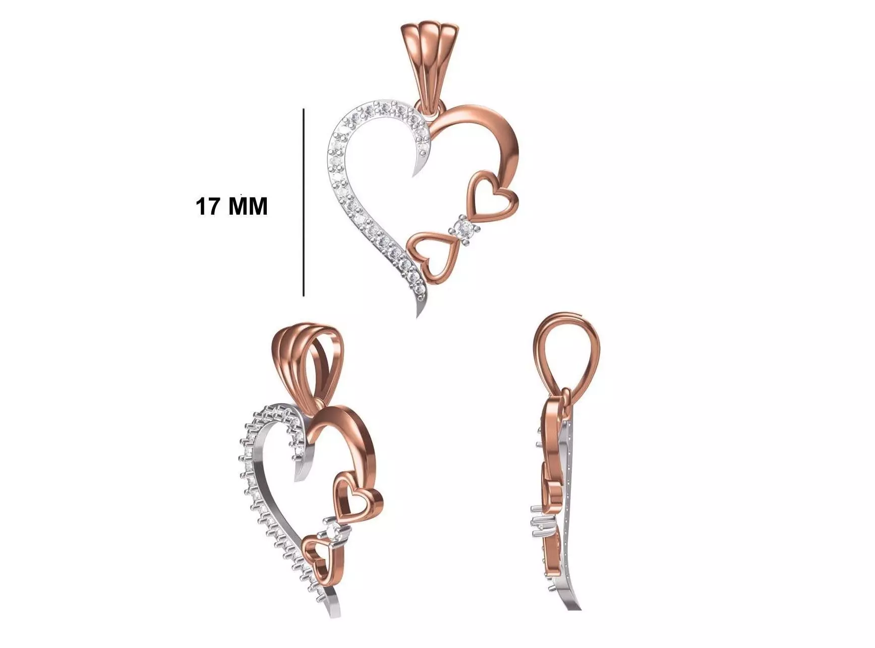 Women Unique Heart Pendant STL OBJ FBX JCD Details 3D print model_0