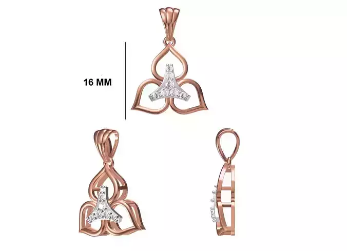 Women Unique Pendant STL OBJ FBX JCD Details
