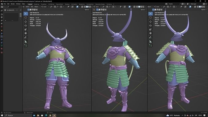 character samurai bloody  var 1 Free 3D model