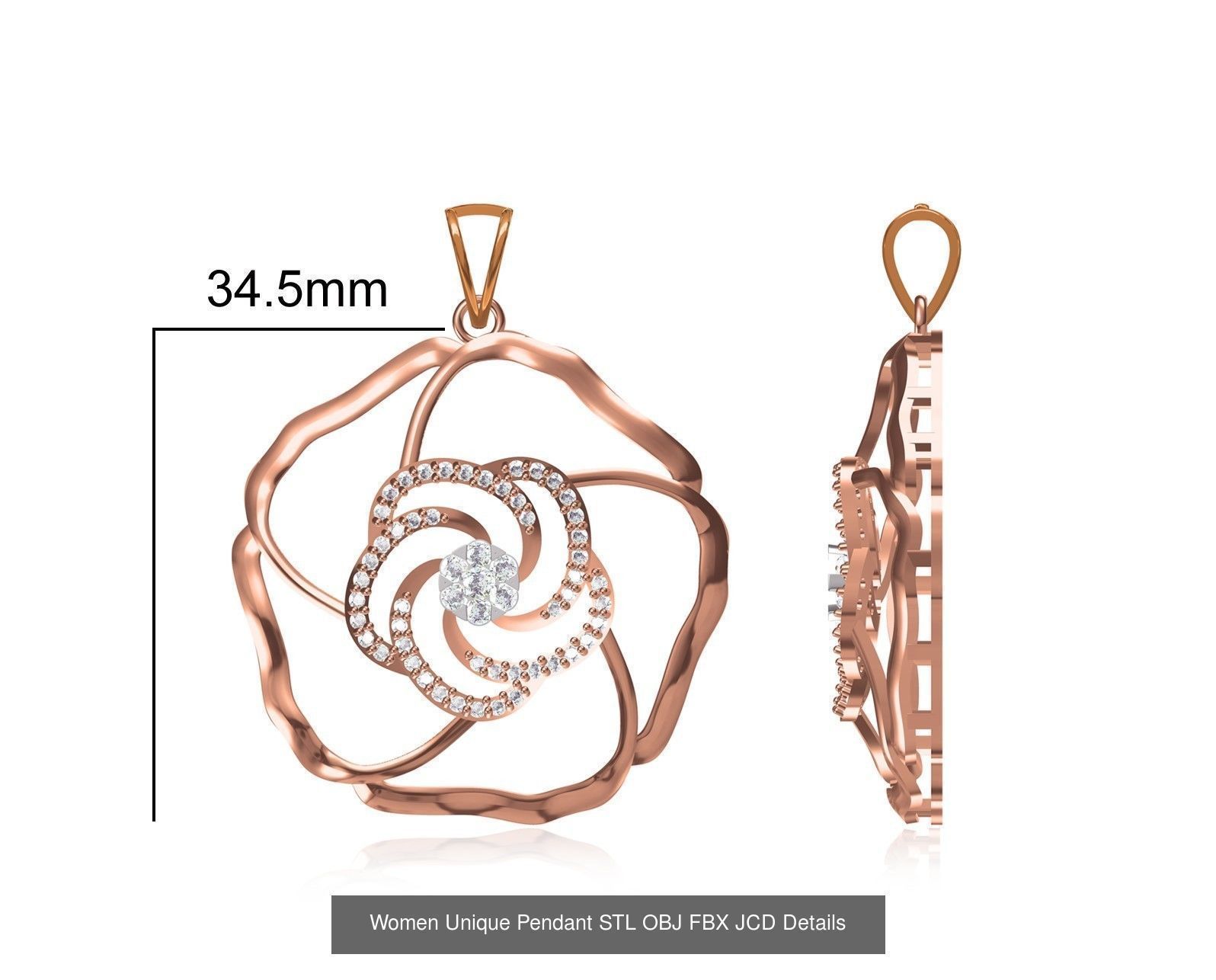 45 Women Unique Pendant STL OBJ FBX JCD Details Collection _49