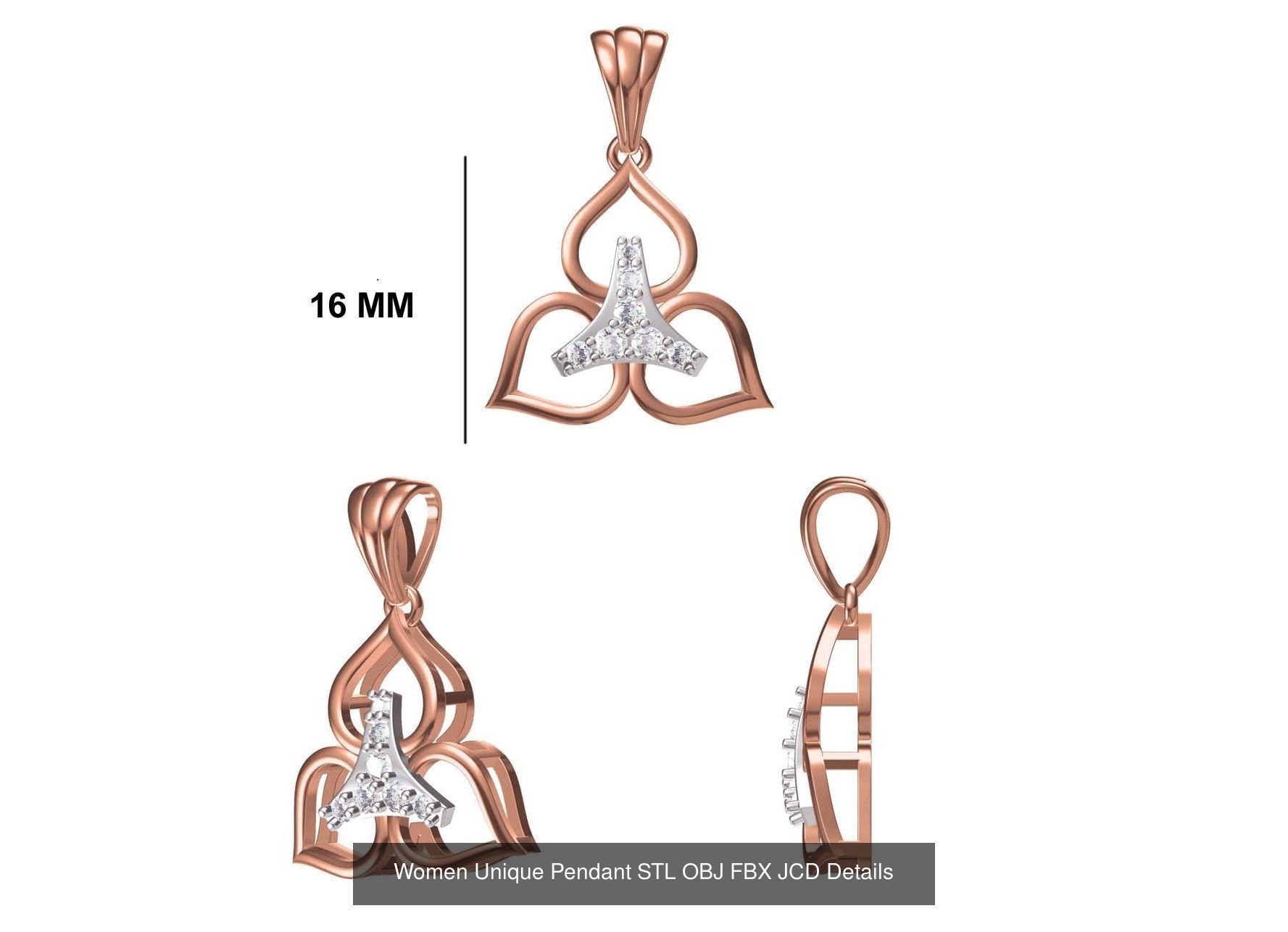 45 Women Unique Pendant STL OBJ FBX JCD Details Collection _43