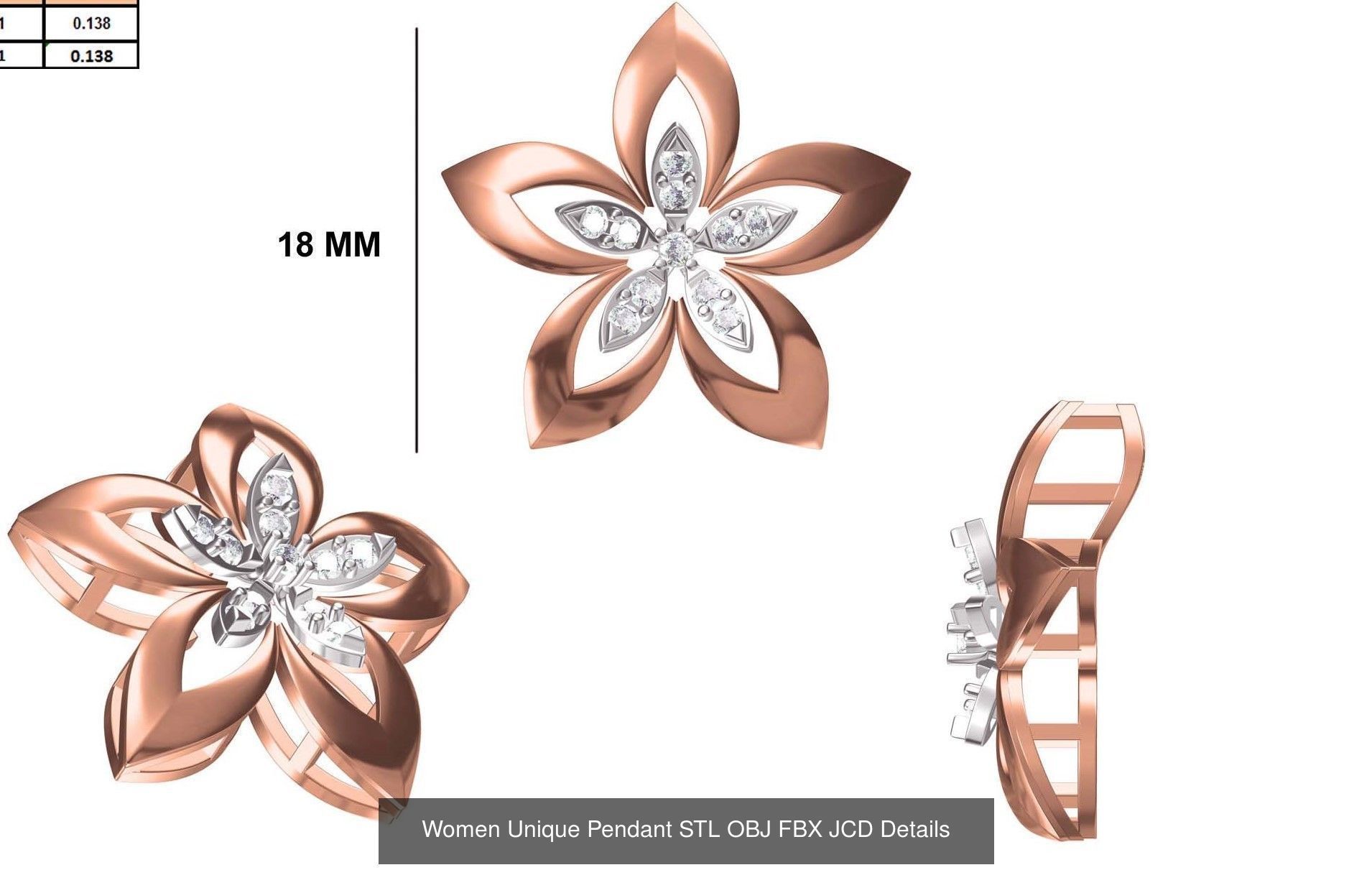 45 Women Unique Pendant STL OBJ FBX JCD Details Collection _45