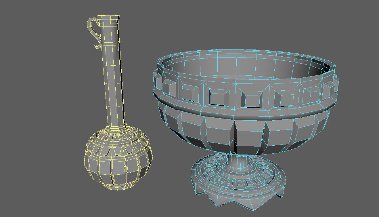 Ancient cups Low-poly 3D model_5