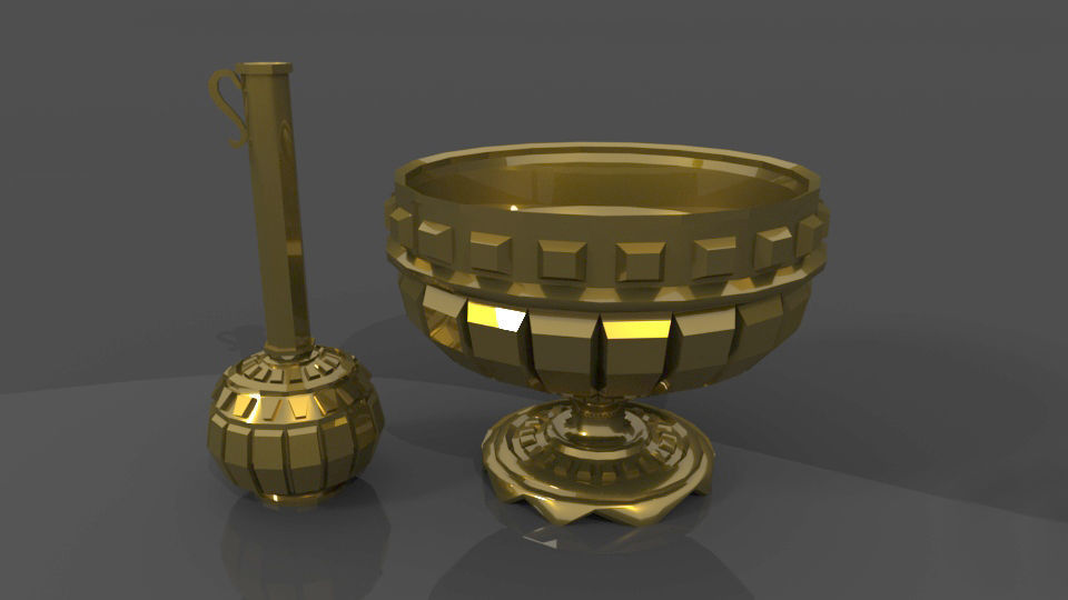 Ancient cups Low-poly 3D model_6