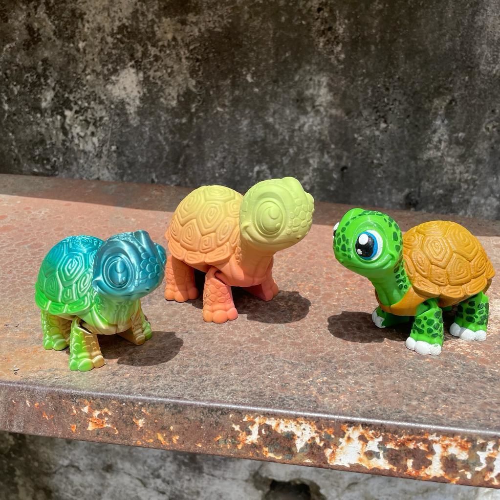 CUTE FLEXI TURTLE ARTICULATED 3D print model_4
