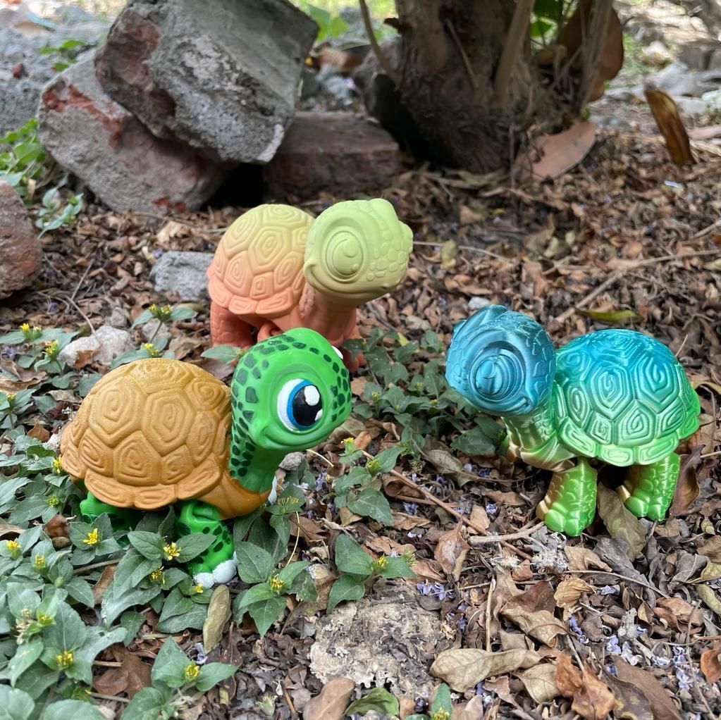 CUTE FLEXI TURTLE ARTICULATED 3D print model_1
