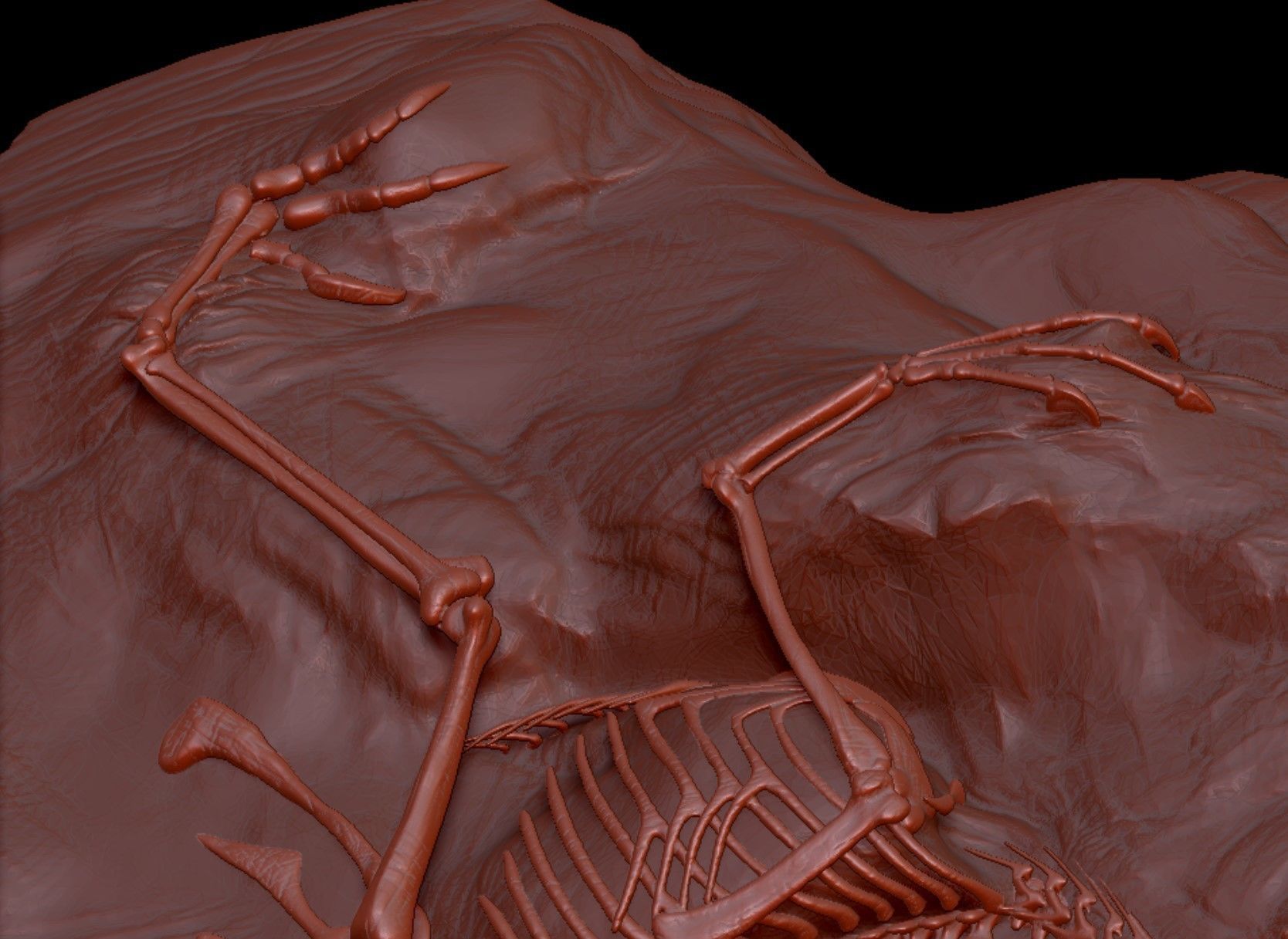 Velociraptor Fossil Rock - 3D Skeleton of Raptor Dinosaur 3D print model_4