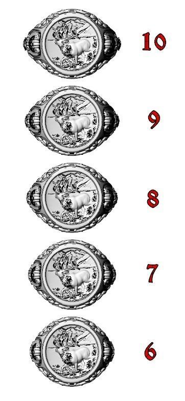 Antique patterned ring with deer 779 3D print model_10