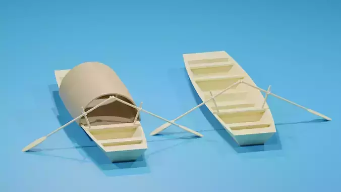 Asian Chinese Wooden Boat With Canopy 3D model