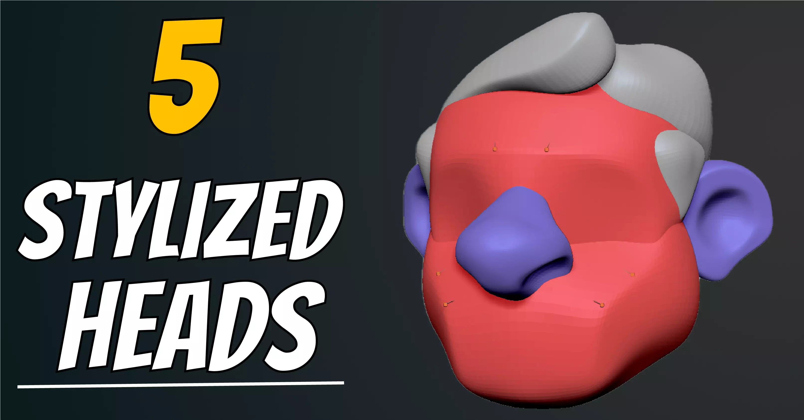 Collection of 5 Stylized Heads 3D model_0