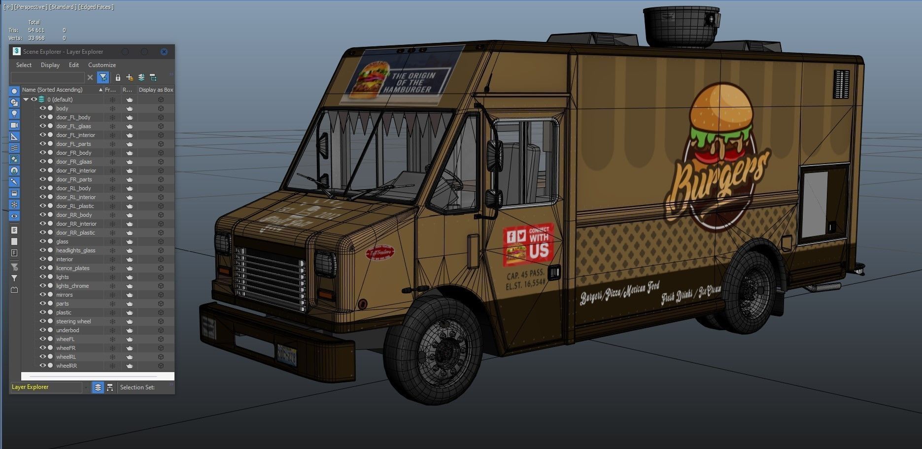 Freightlier food truck Low-poly 3D model_31
