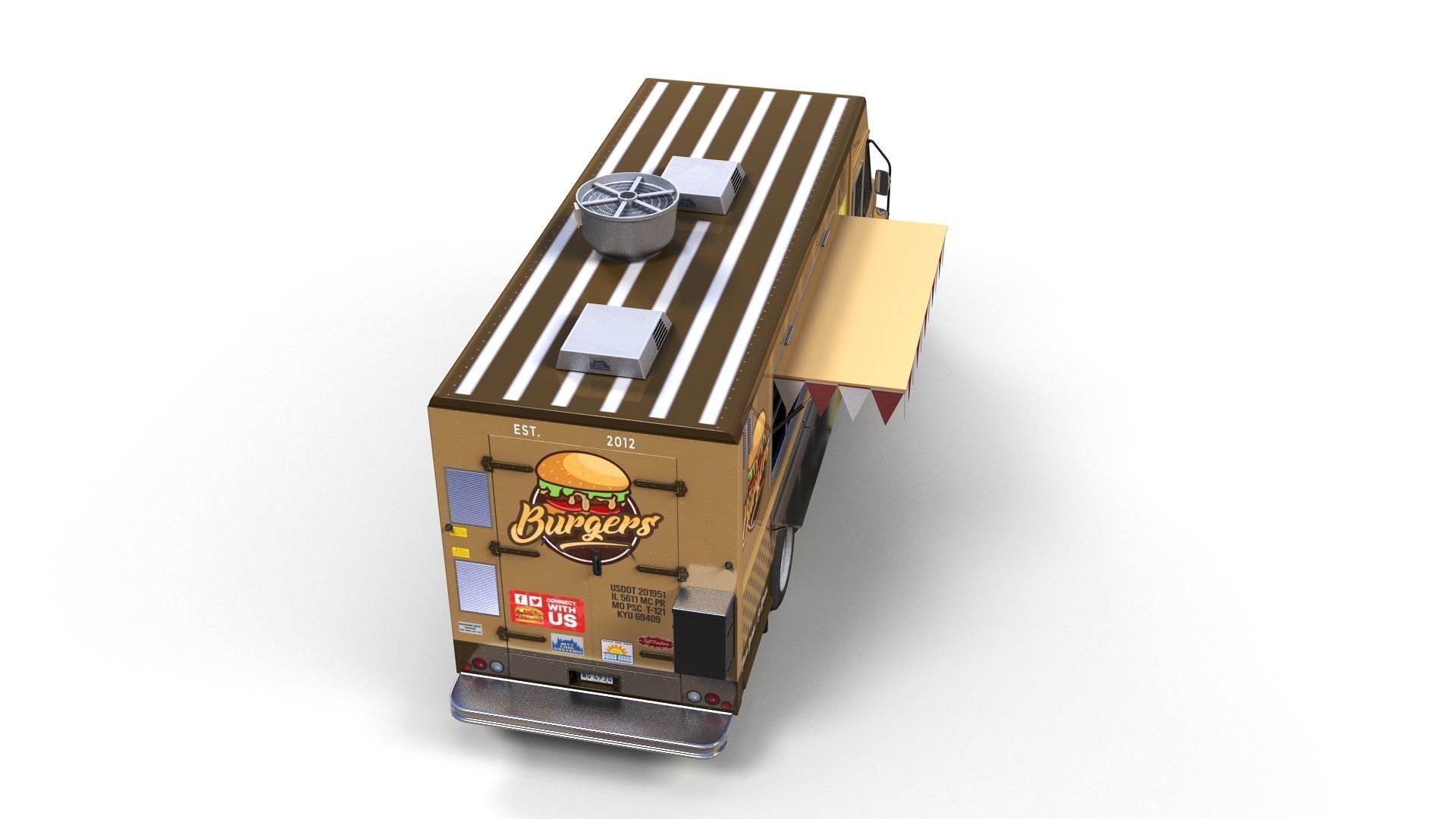 Freightlier food truck Low-poly 3D model_7