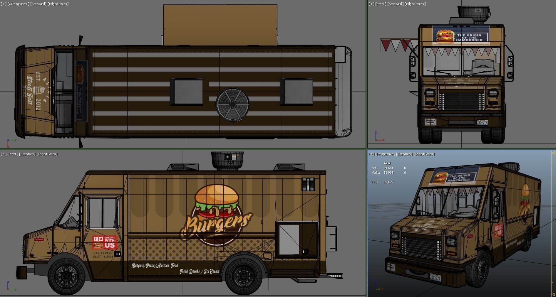Freightlier food truck Low-poly 3D model_35