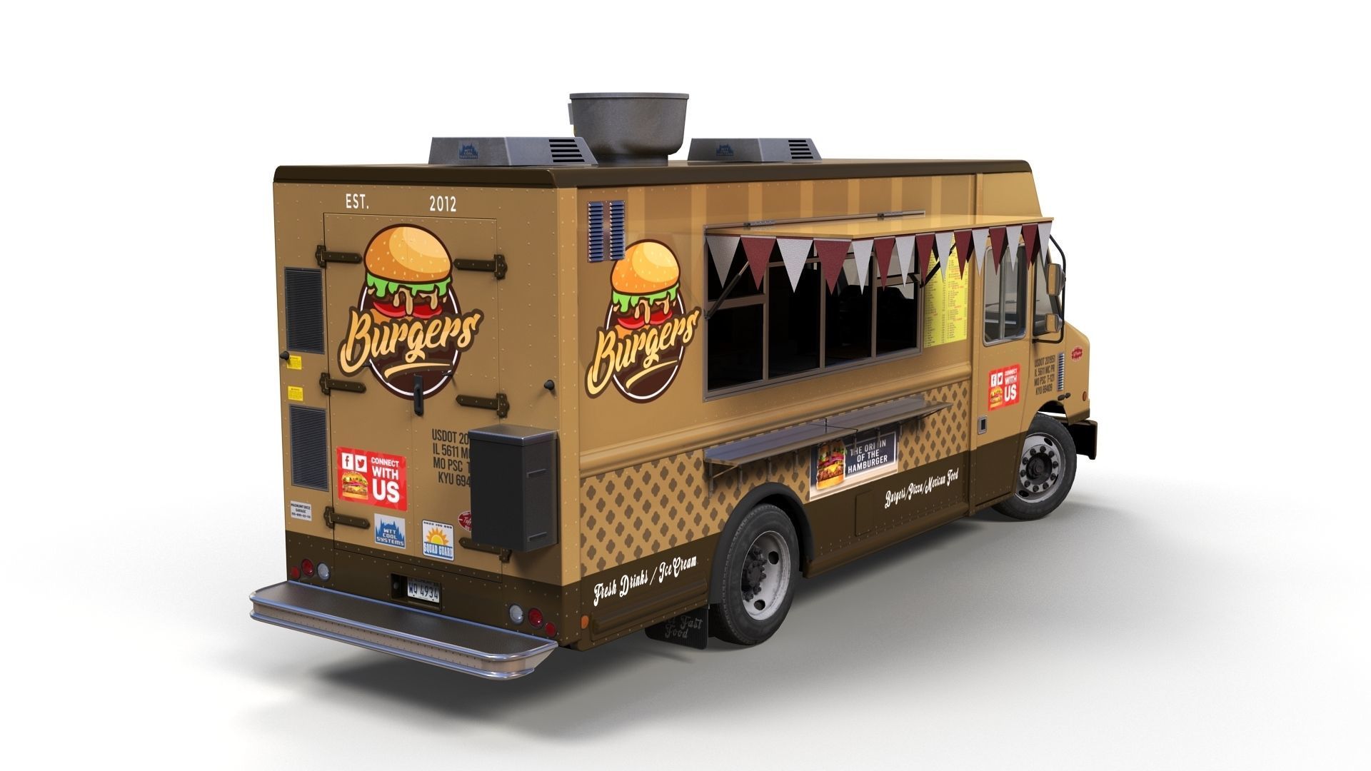 Freightlier food truck Low-poly 3D model_6