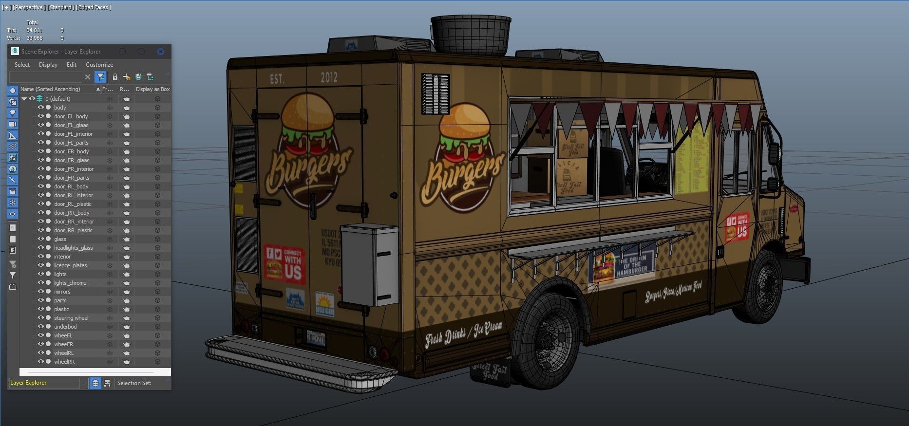 Freightlier food truck Low-poly 3D model_32
