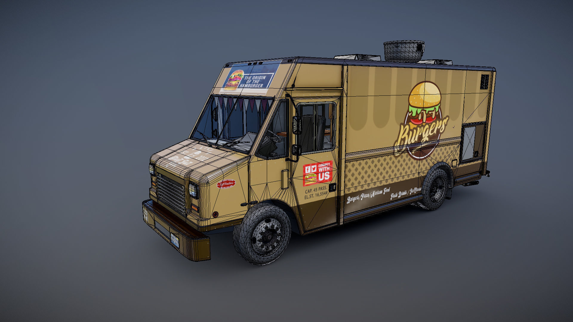 Freightlier food truck Low-poly 3D model_27