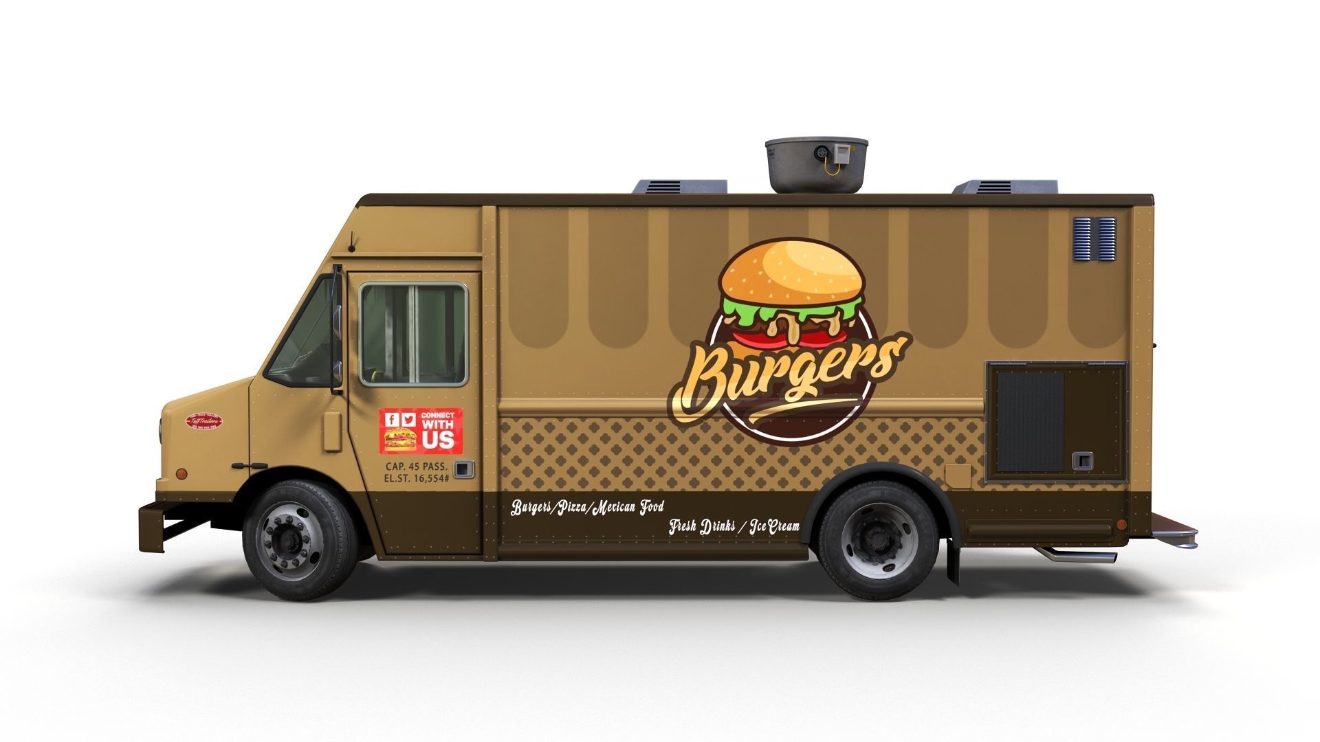 Freightlier food truck Low-poly 3D model_4