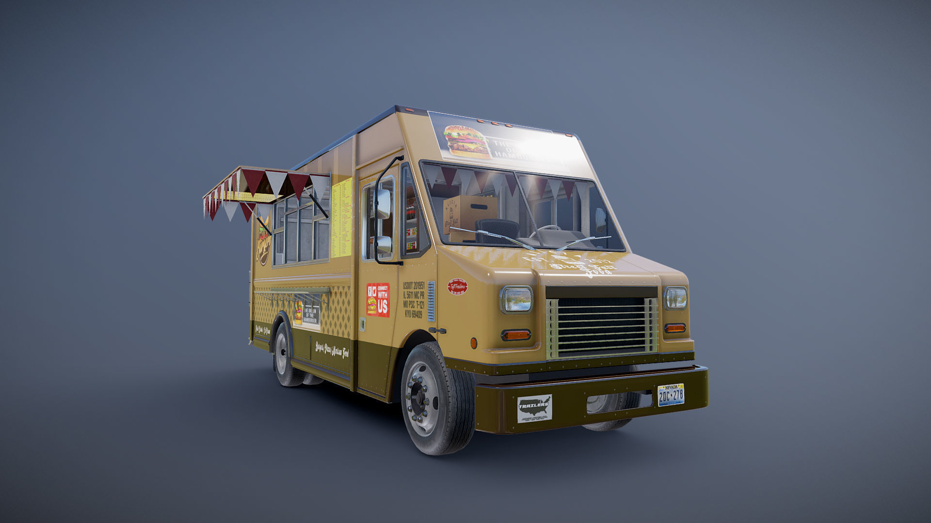Freightlier food truck Low-poly 3D model_19