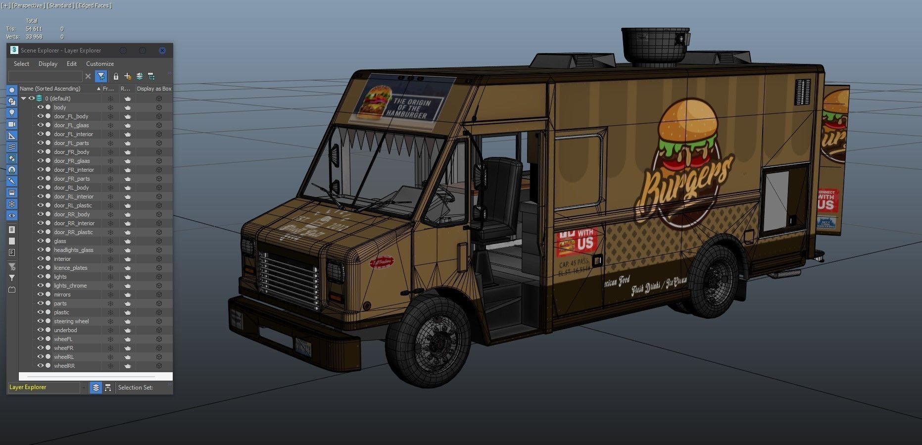 Freightlier food truck Low-poly 3D model_34