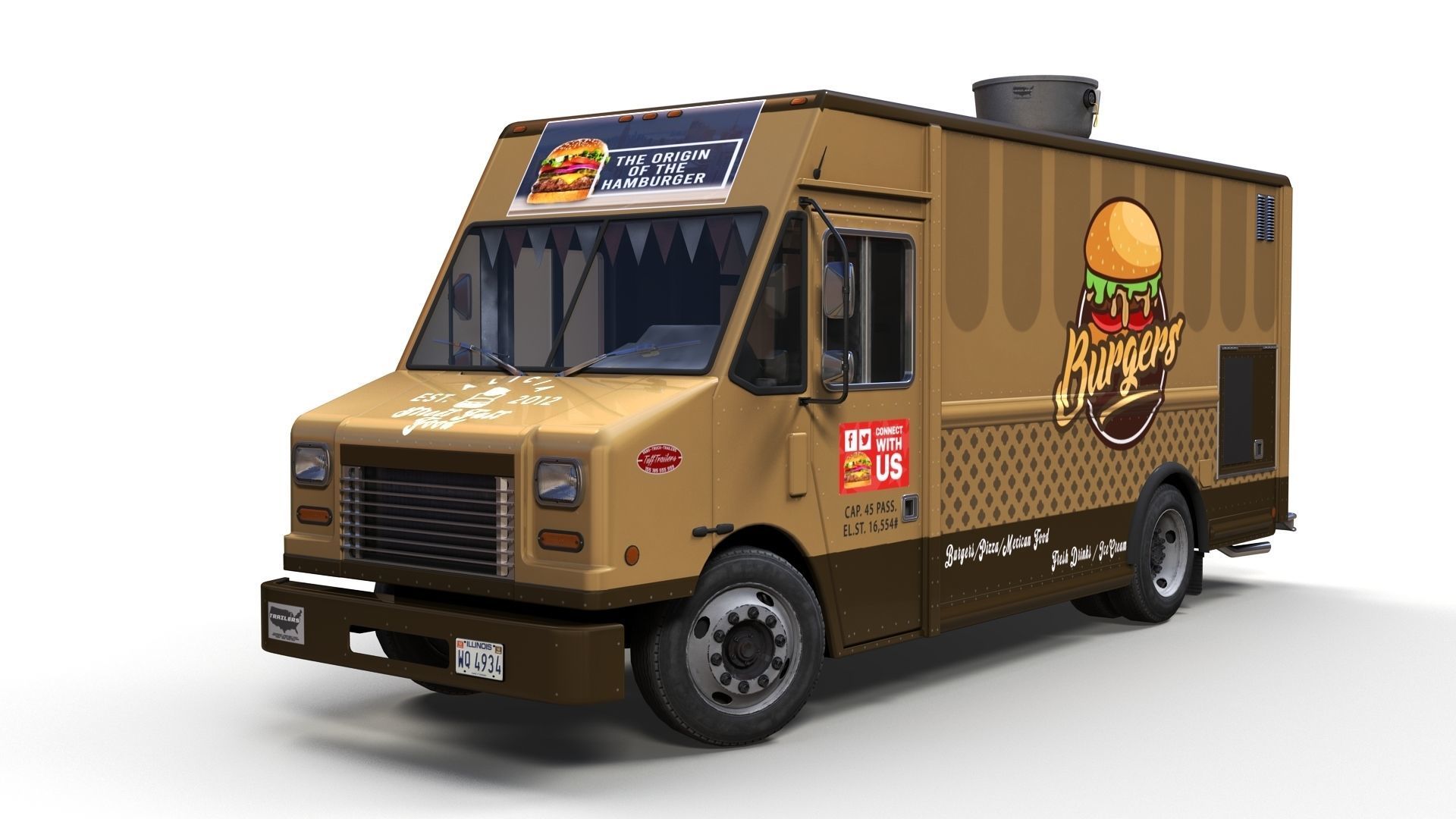 Freightlier food truck Low-poly 3D model_1