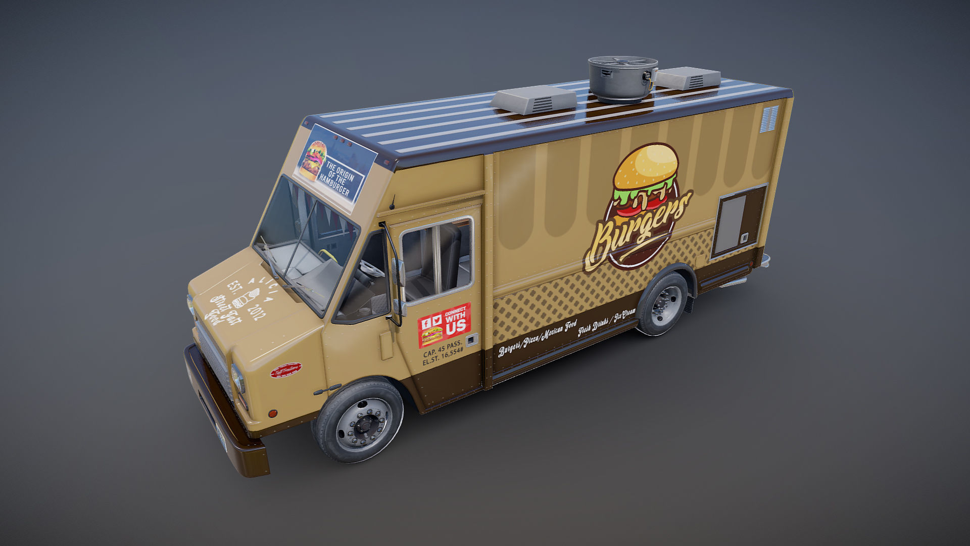 Freightlier food truck Low-poly 3D model_22