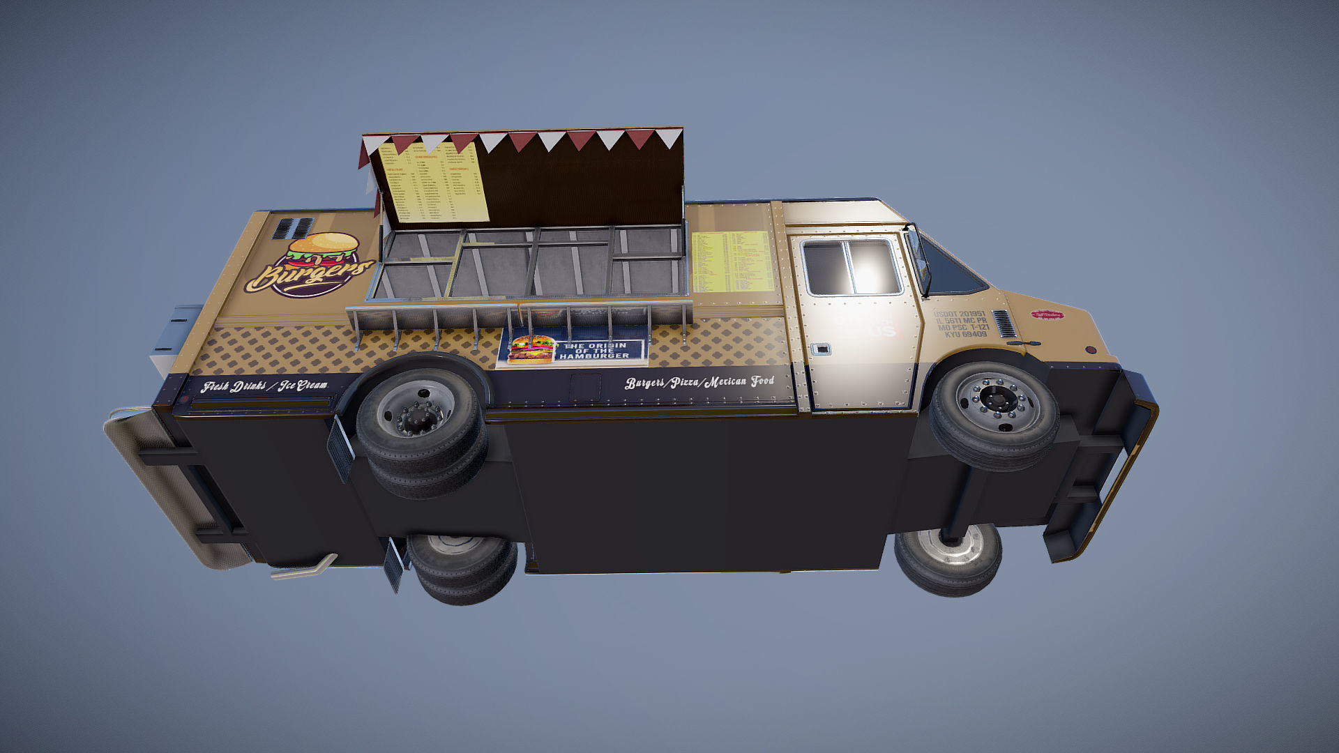 Freightlier food truck Low-poly 3D model_24