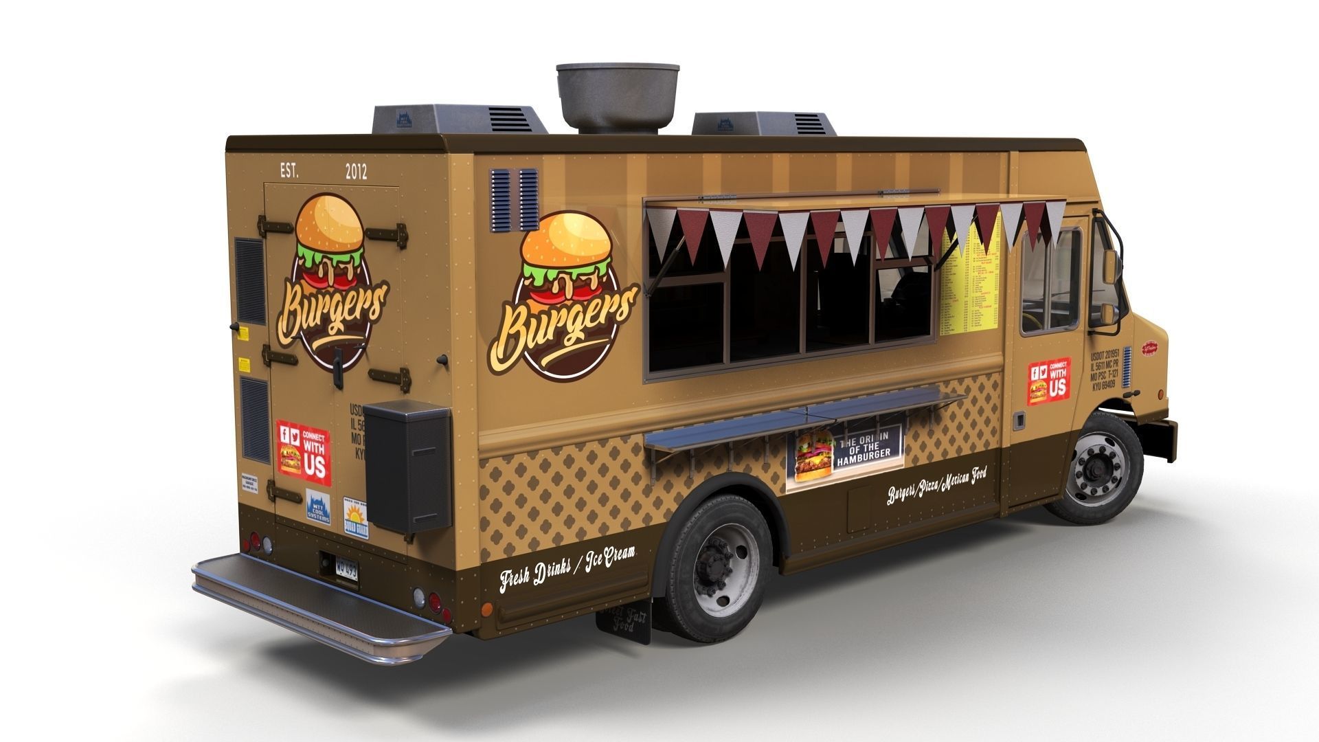Freightlier food truck Low-poly 3D model_2